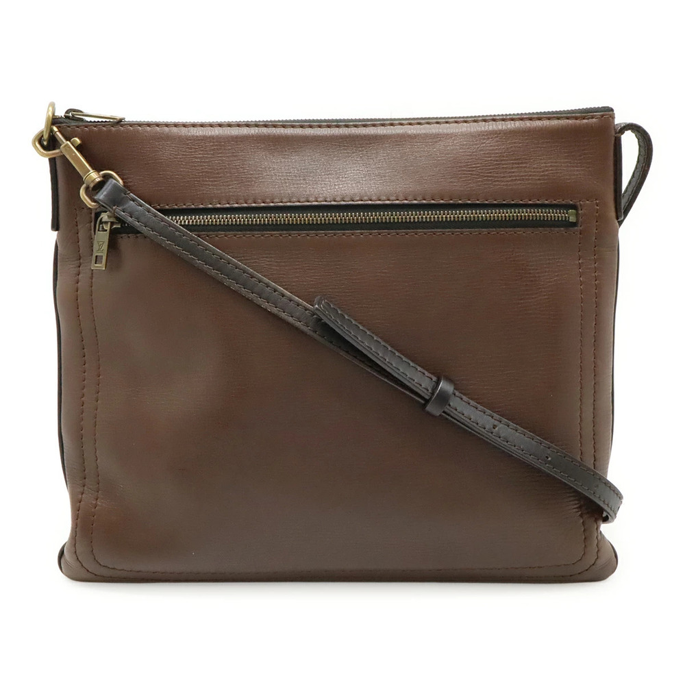LOUIS VUITTON Utah Sac Plat Crossbody Bag Leather Cafe Brown Dark
